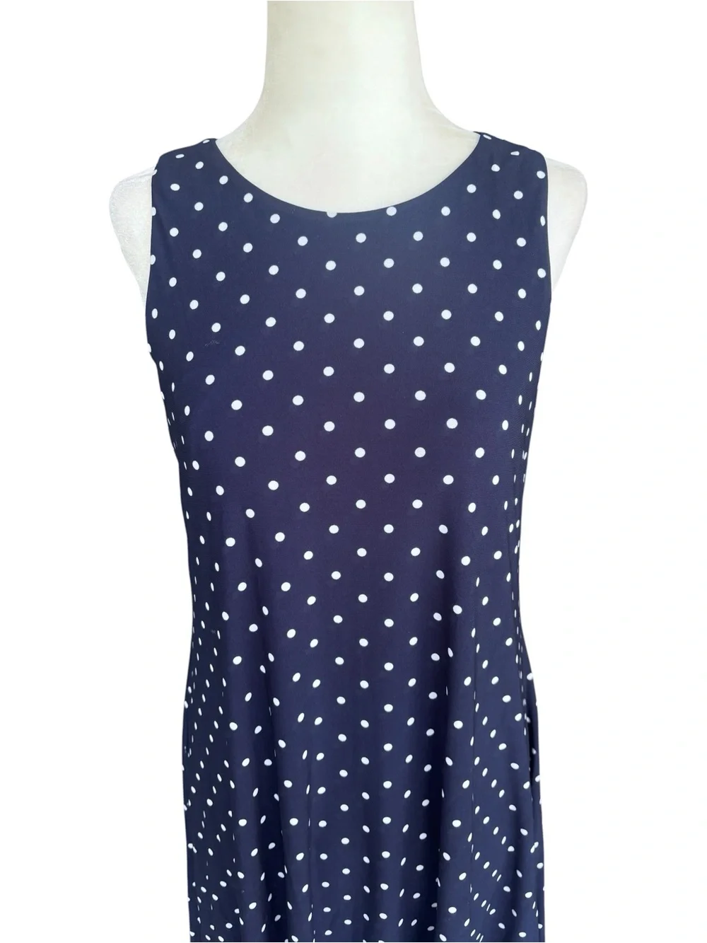 Anne Klein NWT Navy Polka Dot Sleeveless A-Line Dress 2